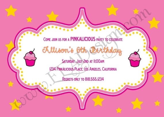 Pinkalicious Birthday Invitation (pink, yellow and white) - Printable Il_570xn