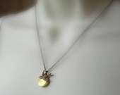 Small Brass Locket with Bird, Necklace, Pendant, Gold, Brown, Gift For Her Under 25