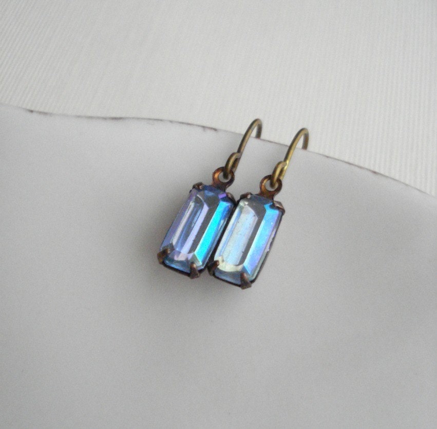 Light Sapphire Earrings, Blue Drop Earrings, Drop Earrings, Aqua Blue Aurora Borealis Jewel, December Birthstone