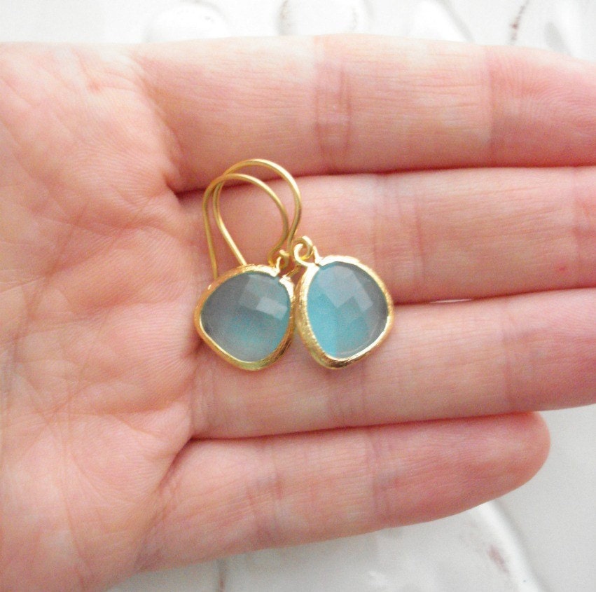 Seafoam Green Drop Gold Or Silver Earrings. Opal Light Green, Gold Classic Earrings, Gift For Her Under 25