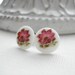 Flower Studs Earrings, Red Post Earrings, White, Gold, Gift For Her Under 25
