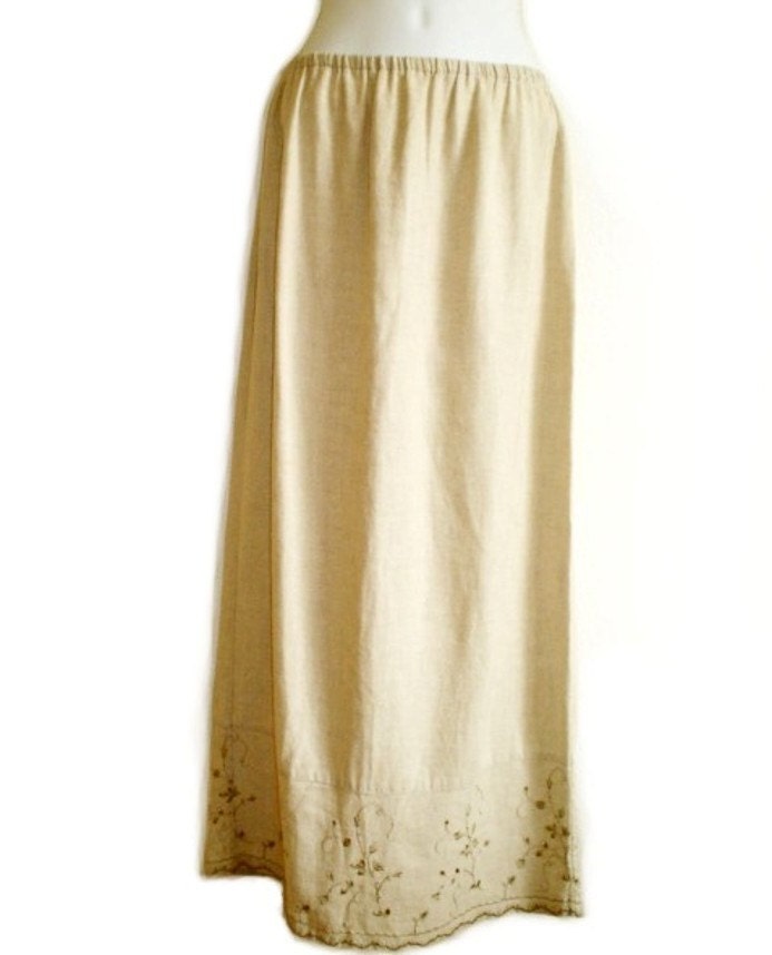 Vintage Embroidered Linen Skirt Kathie Lee Collection