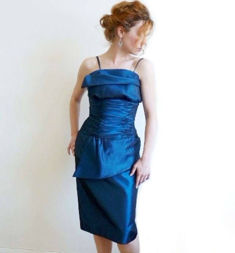 Vintage 1950s Prom Dress Alyce Designs Royal Sapphire Party Dress Made in Paris Ecole de Couture Wedding Size Small