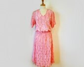 SALE Vintage 60s Dress Chevron Pastel Pink pleated Damon Petite Party Dress made New York Paris