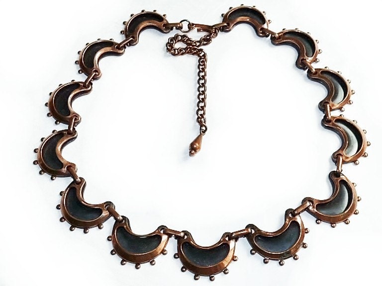 SALE Vintage 1940s Matisse Renoir Copper Necklace Art Deco