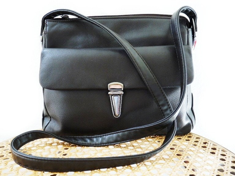 Vintage Dark Brown Genuine Leather Shoulder Bag, Purse Front Pocket CARLO D'SANTI Sale