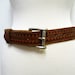 Vintage 60s Tooled Belt Aztec TEX TAN Whiskey- Brown Gnuine Leather Brass Buckled Belt Size 30 - 32