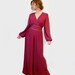 SALE 1960s Miss Elliette Chiffon Jumpsuit Dress Designer Couture Pleated Prom Party Dress, High Fashion Cocktail Burgundy Rose