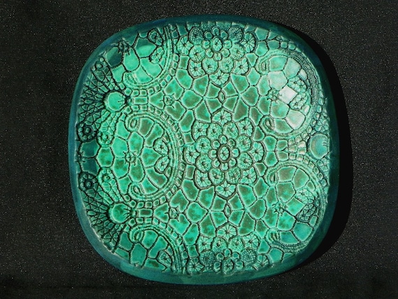 Decorative, turquoise, pottery plate