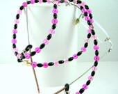Eyeglass chain, Pink, Black, Eyeglass string, Eyeglass rope, handmade, eyeglass retainer, eyewear jewelry, eyewear necklace