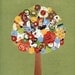 BOGO SALE - Full Circle Tree - Hidden Treasures - 8x10 Collage Reproduction Print- Green, Red, Yellow