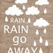 BOGO SALE - Woodgrain Faux Bois Typography Art Print - 8 x 10 - Rain Rain Go Away
