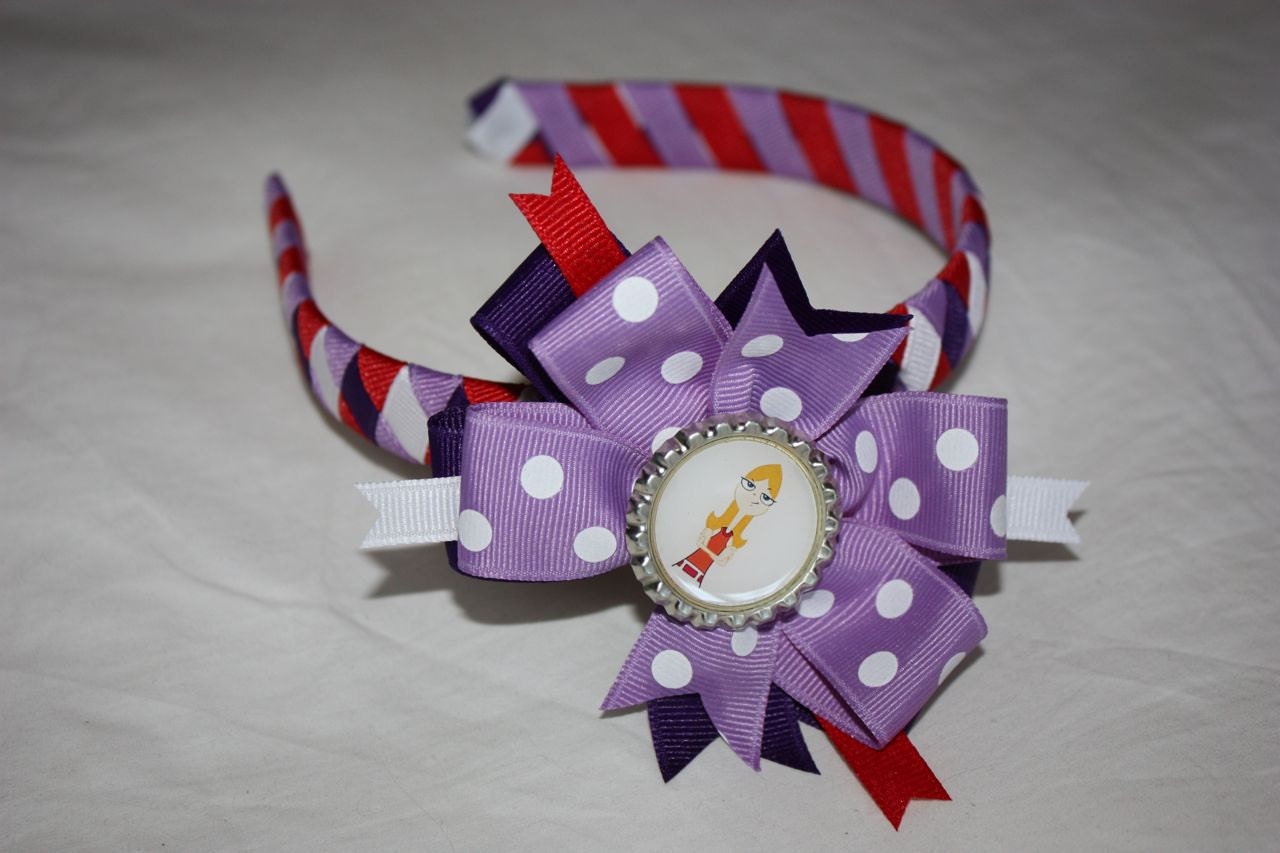 Phineas and Ferb Inspired Woven Headband and Detachable Bow