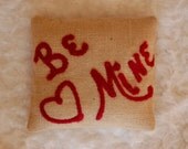 valentine Burlap Pillow Be Mine