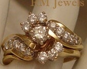 Interlocking Diamonds 14Kt Gold Wedding Set - Estate