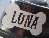 Extra Large - Chrome - Personalized Stainless Steel Dog Bowl - Bone