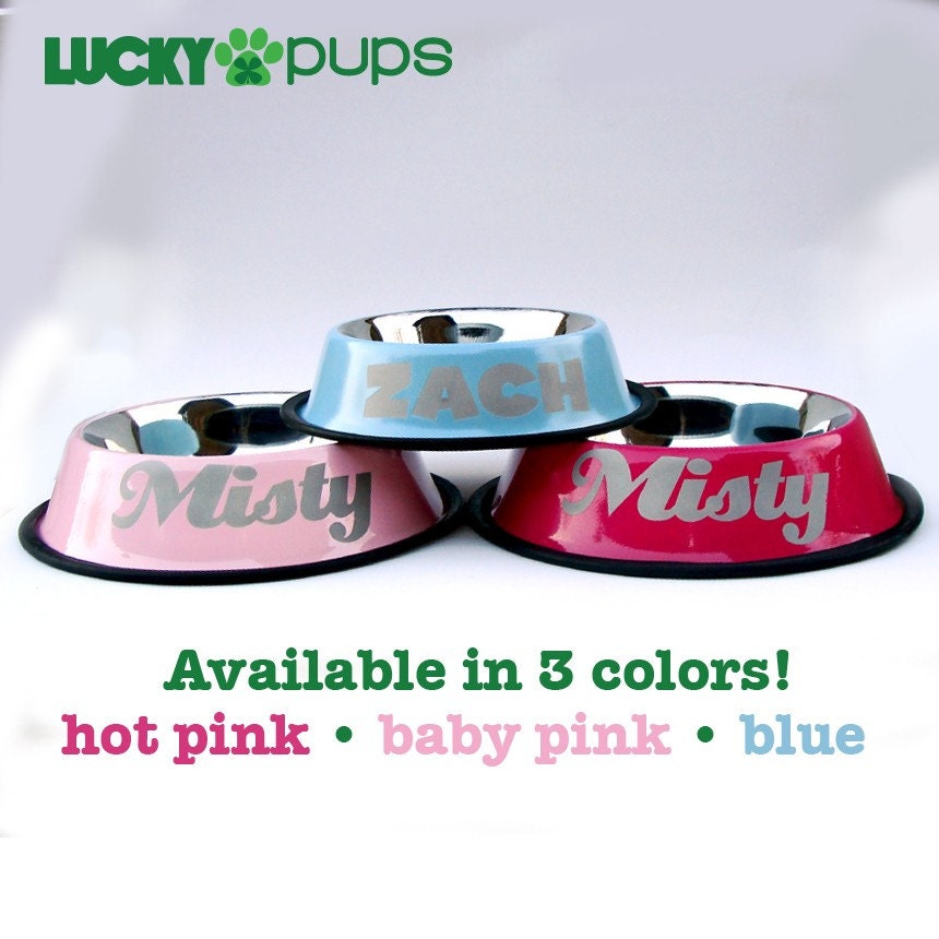 Medium - Baby Blue - Personalized Stainless Steel Dog Bowl - Name