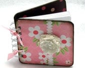 White Blossoms in a Pink Garden Mini Blank Book, doodle - sketch - collage - write