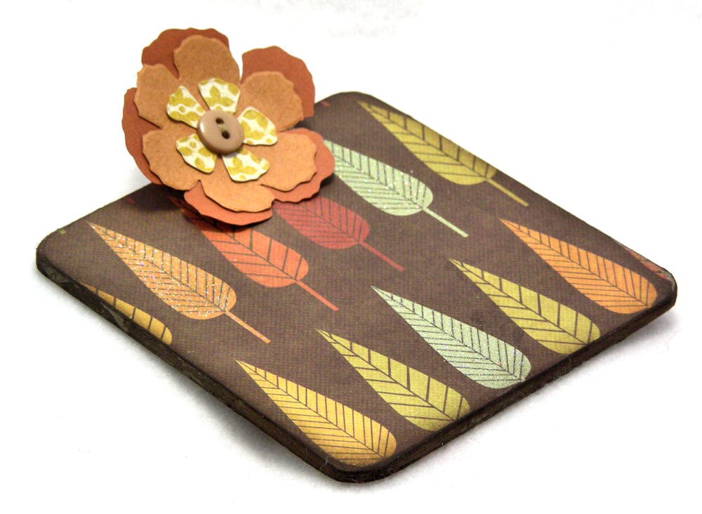 Harvest Leaves Post-it Note Mini Clipboard with pad, 2-sided, gold - orange - olive