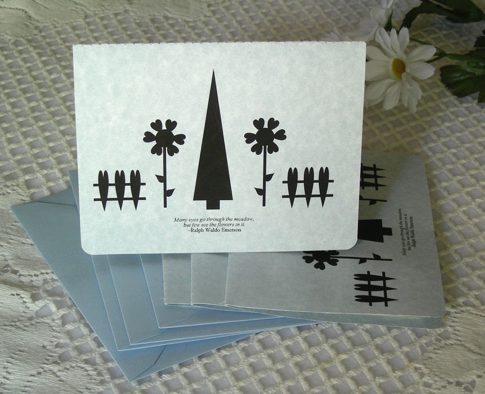 Silhouette Note Card Set of 4 - Flowers in the Meadow