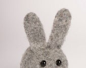 Waldorf  Needle Felted  Lovely Bunny Rabbit  Grey White Sculpture Wool Animal  Present Decoration  Ready To Ship
