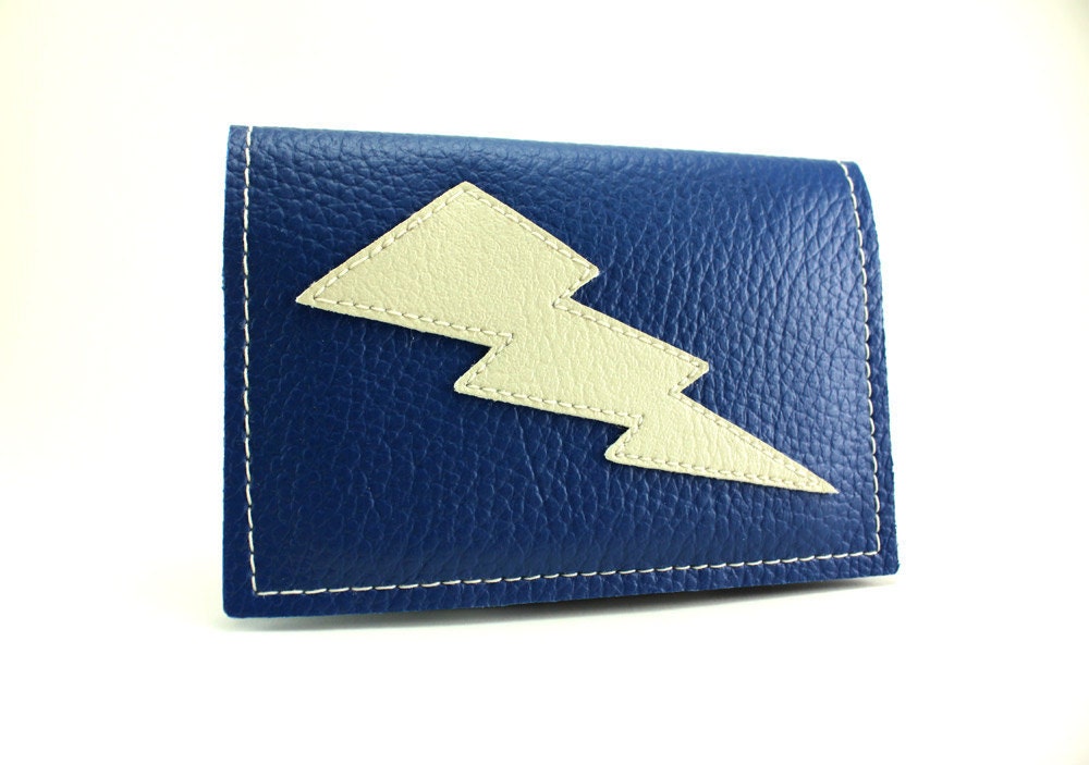 Blue and White Lightning Bolt Mini Wallet - Dodger Edition