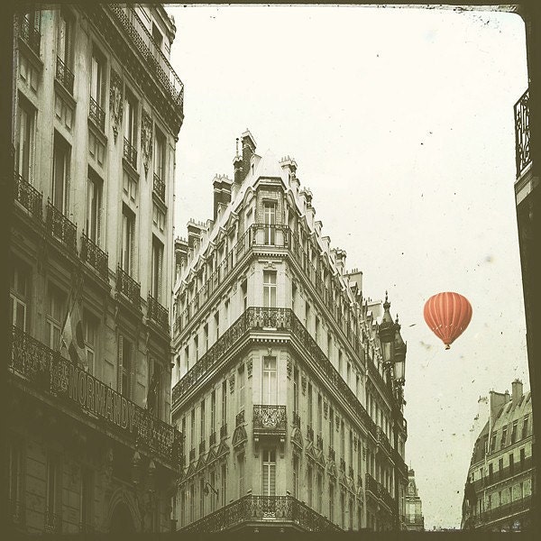 Paris Photograph- Paris France- Wall Art- French Decor-   READY TO SHIP- Paris Home Decor- 8x8 The Red Balloon