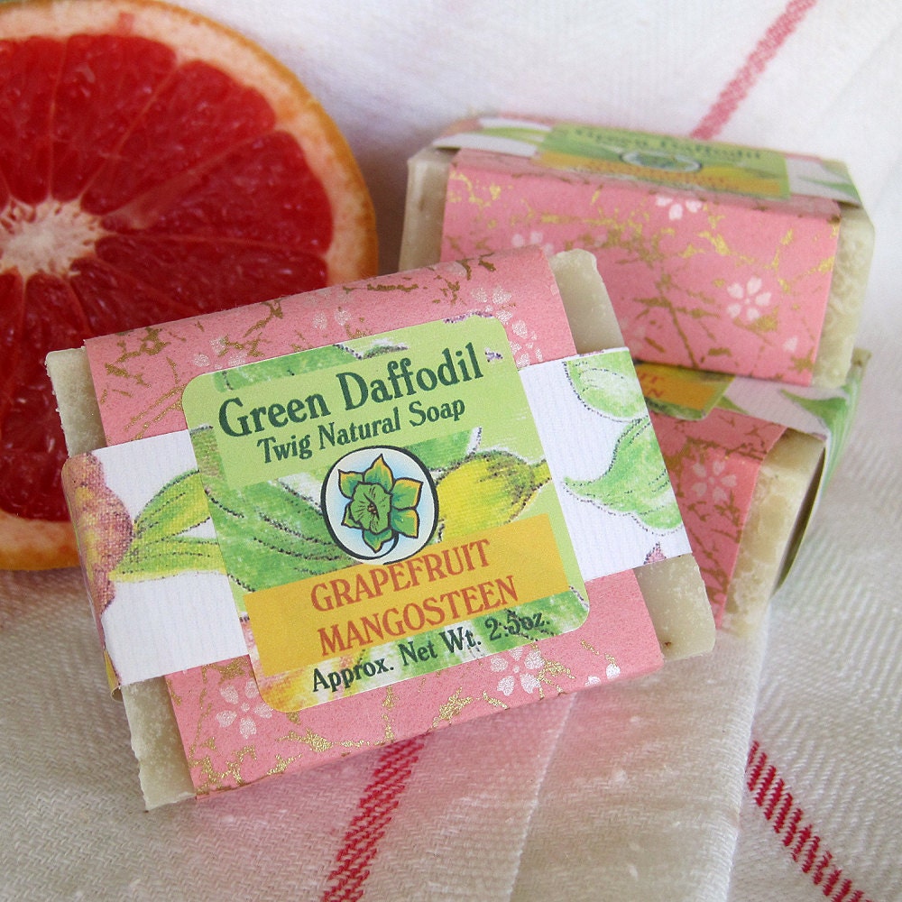 Grapefruit Mangosteen Bar of Soap Green Daffodil - Twig Natural Soap