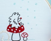 Hedgehog on a Mushroom - A Winter Wish - Embroidery Pattern