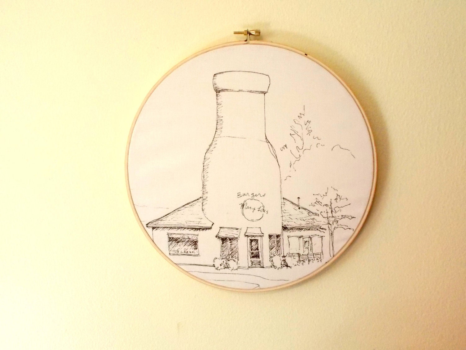 Architectural Hoop Art - Sketch of the Mary Lou's Milk Bottle