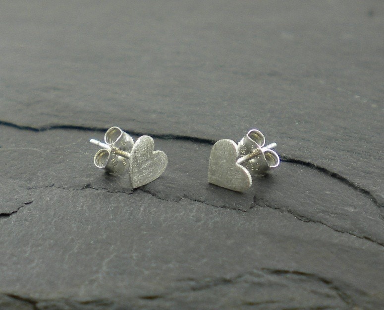 Silver Heart Earrings. Sweet Heart Stud Earrings. Love, Dainty, Post