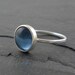 Ocean Blue Ring. Silver Hammered Band. Nautical, Glass, Simple