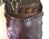 20% OFF SALE - Scissors Case/Handmade Leather Helmet Style Shear Holster for Professional Hairdresser