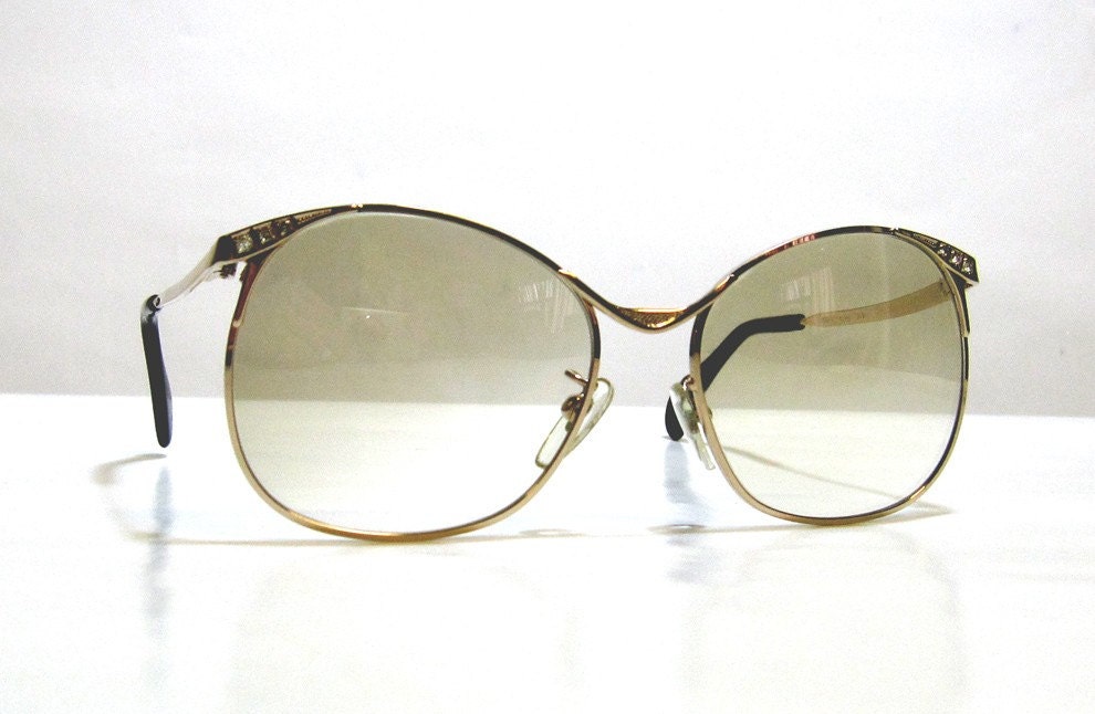 80's Vintage Rhinestone Round-Frame Ladies Sunglasses