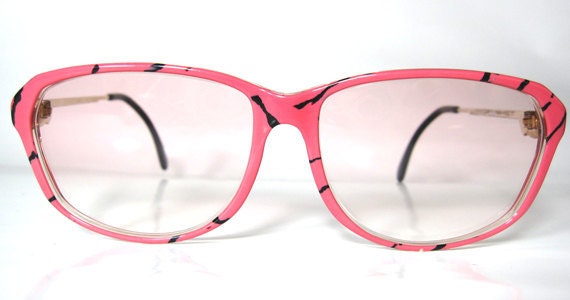 80's Vintage Funky Shocking Pink Panther Pattern Sunglasses