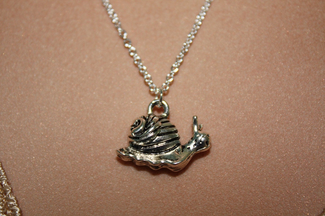 Tiny Snail Necklace on a Sterling Silver Plated Chain