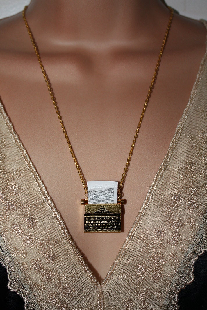 The Writer - Gold Plated Typewriter Necklace