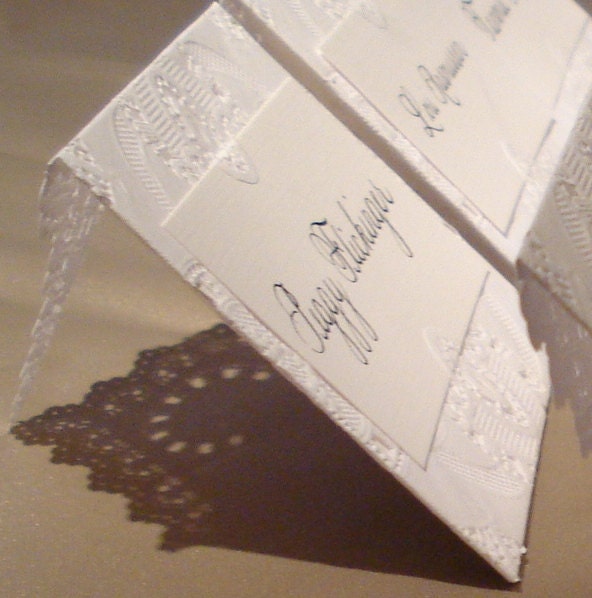 lace place cards / escort cards