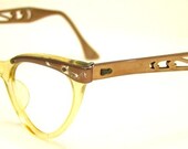 Bronze Mettalic 1950S EYEGLASSES  Cats eye Cool cut out arms