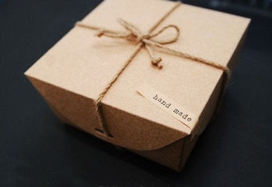 Natural Kraft DIY Box 17x17cm, with braids n Handmade label, set of 2, U6013