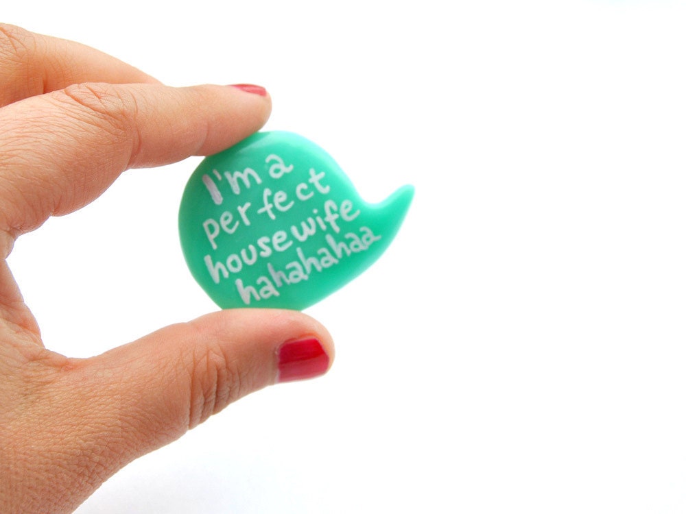 Mint pin polymer clay brooch