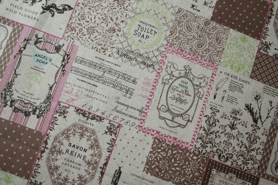 Vintage Newspaper -Japanese cotton linen fabric -(70 cm x 50 cm)