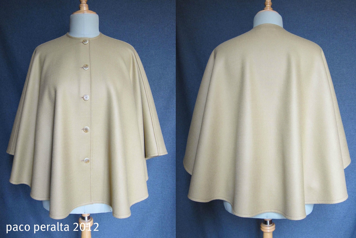 Double-faced "Collarless short cape" PATTERN