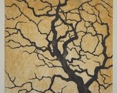 Original Hand Pulled Woodblock Print - Tree No. 19, Moku Hanga Fine Art Print