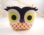 owl bookend  doorstop paperweight bellamina's plush owl Amy Butler designer fabric