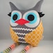 Handmade Owl Stuffed Animal Pillow plush toy bellamina's owl pillow Circles in Marigold
