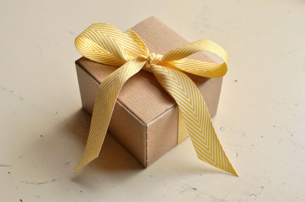 Lemon Yellow Chevron Striped Ribbon - 5 yds