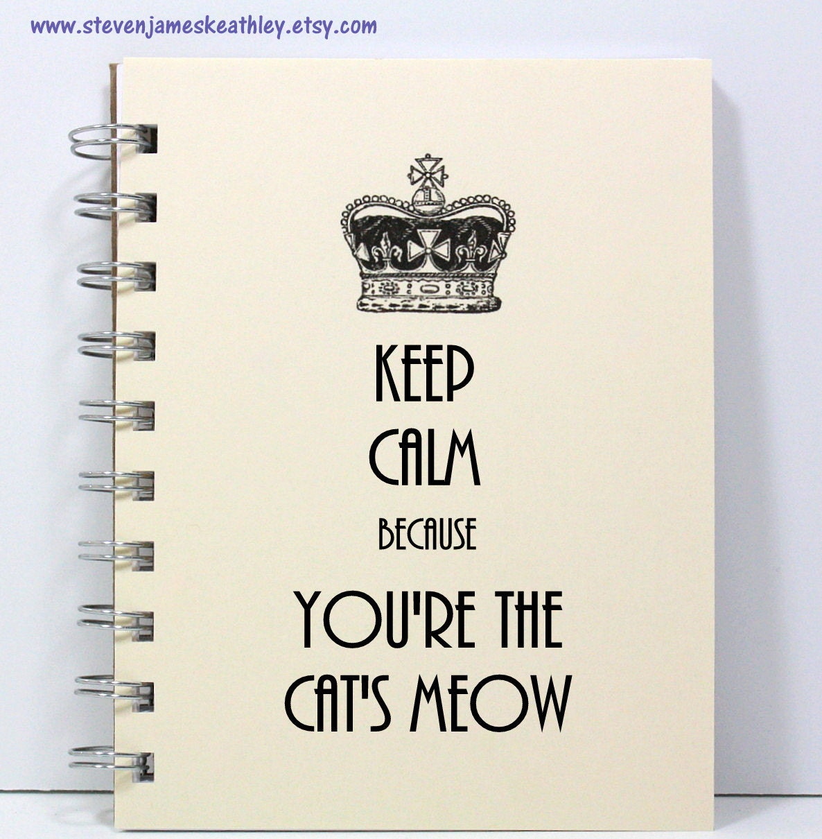 1920s Art Deco Journal Notebook Diary Sketch Book - Keep Calm Because You're the Cat's Meow - Ivory - stevenjameskeathley