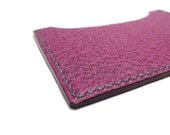 Bright Pink Fuschia Leather Card Holder, Hand Stitched in Emerald green, Pink