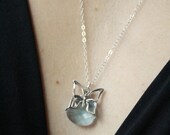 Charming Swarovski Aquamarine and Sterling Butterfly Necklace